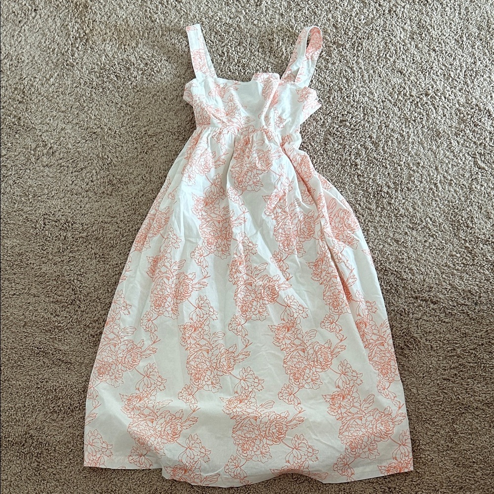 Papermoon White and orange 🍊 Floral Midi Dress